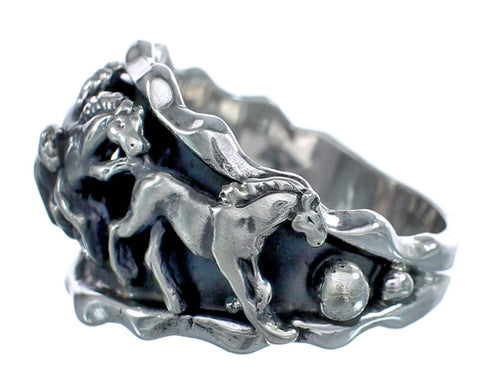 Sterling Silver Native American Navajo Horse Ring Size 13-1/4 AX122551